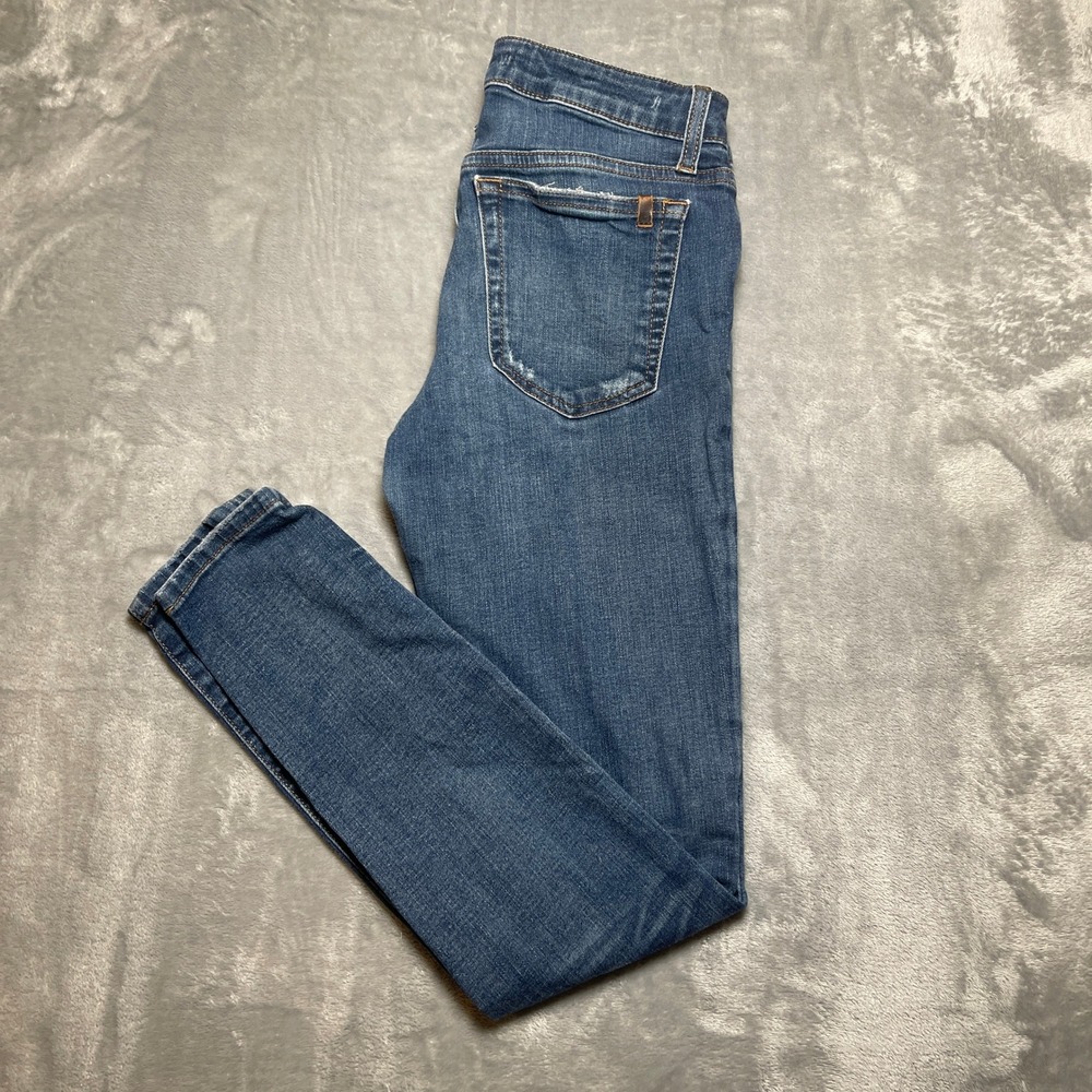 JOES JEANS Women's Size 27 Curvy Skinny Ankle Blue Denim Jeans Distressed - Picture 6 of 8